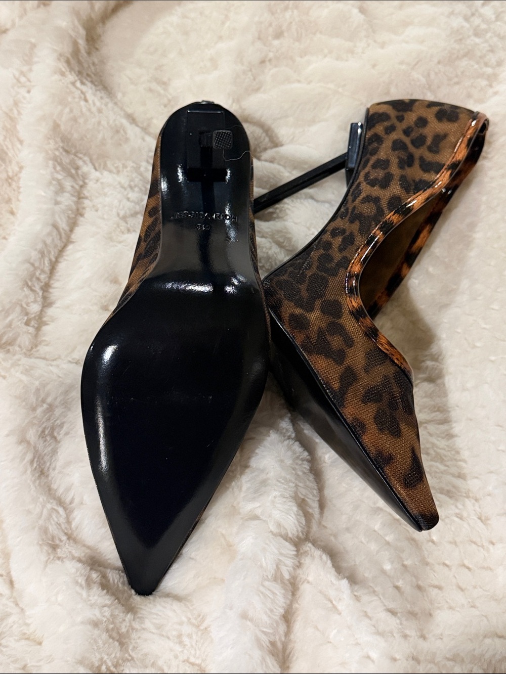 Jessica Leopard-Print Pointed Toe Stiletto Pumps - Brown/Black - Picture 3 of 3